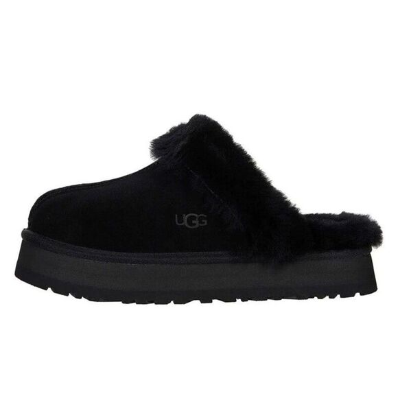 UGG Black Fuzzy Slippers - Picture 2 of 6